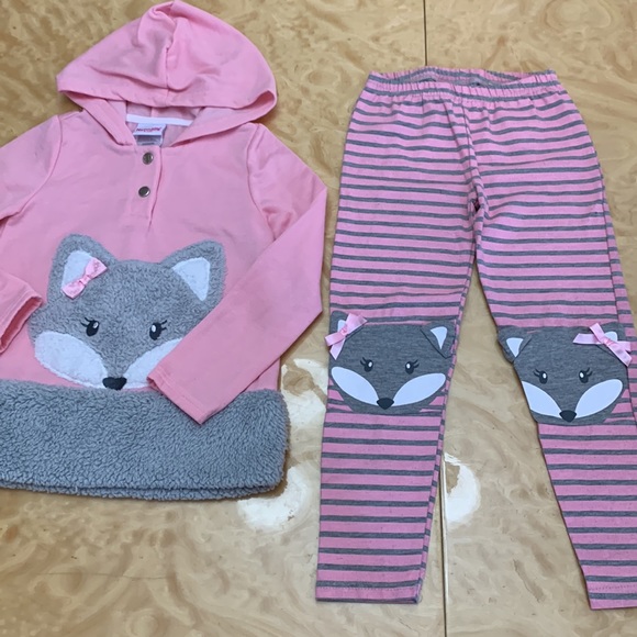 Nannette Pink Wolf Hoodie and pants Set size 6